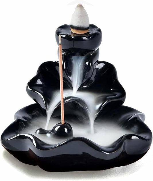 Waterfall Incense Burner, Waterfall Incense Holder, with 10P Cones | Backflow Incense Burner, Incense Burner for Living Room, Bedroom, Study, Office, Meditation Room, Yoga Room