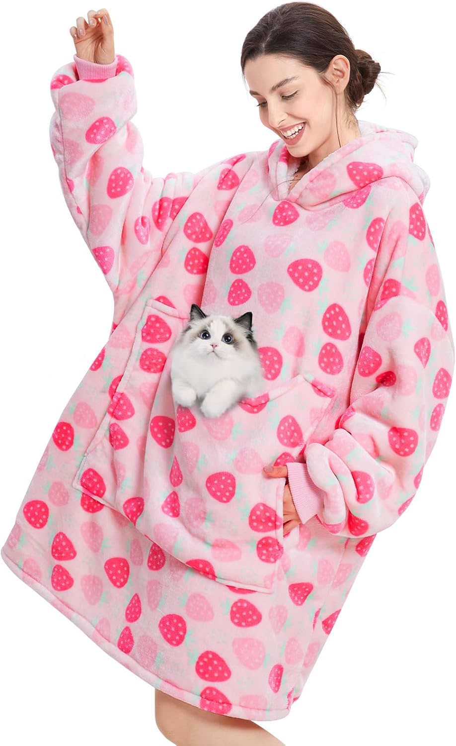 Aemilas Wearable Blanket Hoodie - Warm Sherpa Blanket Sweatshirt as Gifts for Adult Women Mom Men, One Size Fits All