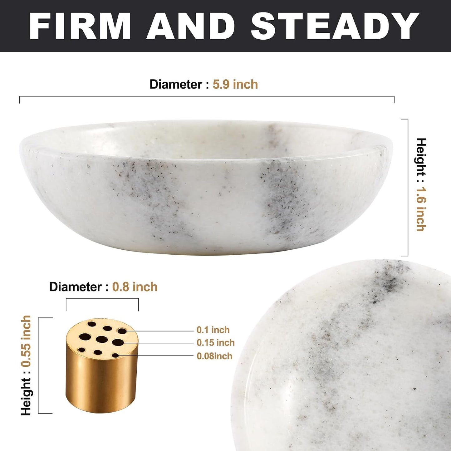 Koville Italian Travertine Incense Holder, 6" Incense Holders for Sticks, Sturdy Incense Burner Ash Catcher, Ideal for Meditation, Relaxing, Easy to Clean