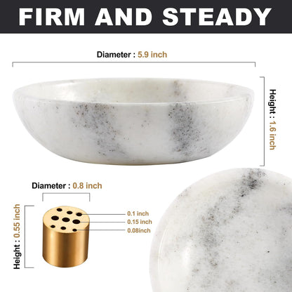 Koville Italian Travertine Incense Holder, 6" Incense Holders for Sticks, Sturdy Incense Burner Ash Catcher, Ideal for Meditation, Relaxing, Easy to Clean