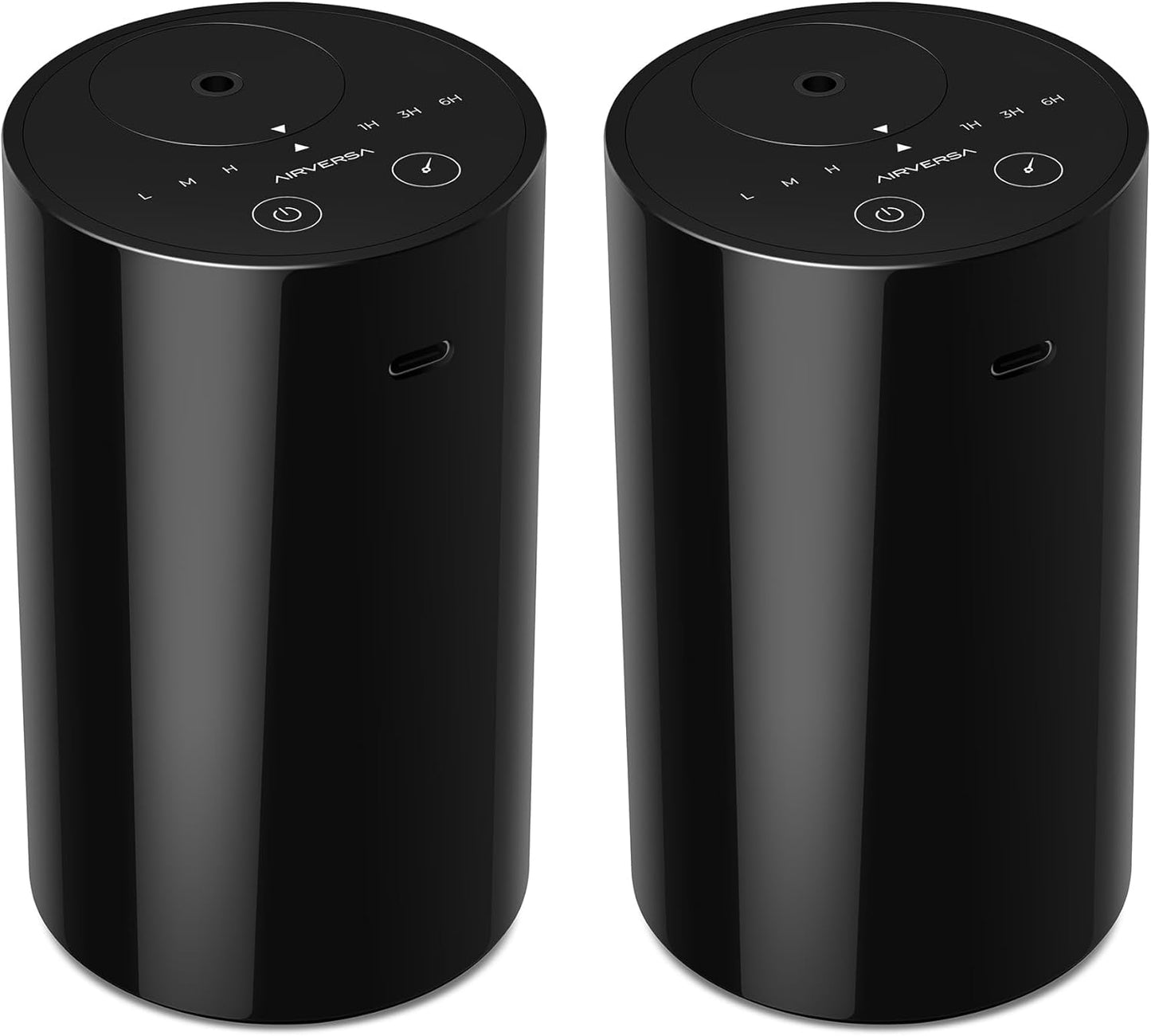 Airversa Waterless Essential Oil Diffuser Starter Kit with 4 x 10mL Hotel Scent Fragrance Oil, Battery Operated Mini Scent Air Machine Portable Diffuser for Home Car Office, AN8 Kit Black