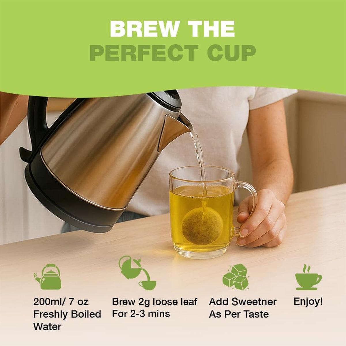 HANDPICK Green Tea Loose Leaf (9oz|127 Cups) Pure Whole Green Tea Leaves