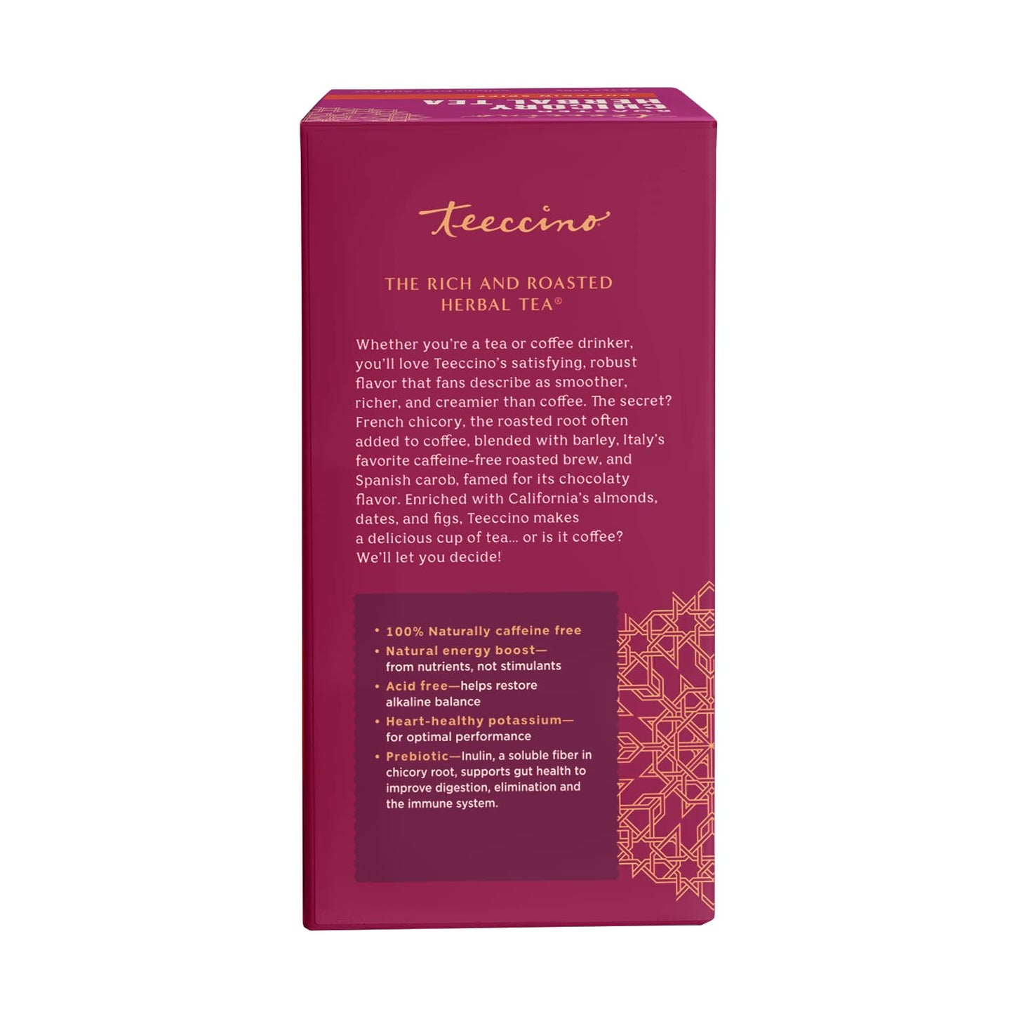 Teeccino Holiday Herbal Tea Sampler Assortment - Candy Cane, Gingerbread, Snickerdoodle - Caffeine-Free Holiday Dessert Teas with Prebiotic Chicory, 12 Tea Bags