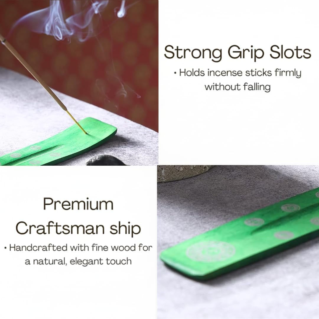 Bless-International Traditional-Handmade-Burner Wooden-Incense-Stick-Holder Ash-Catcher-Stand for-Aromatherapy-Meditation-Yoga (Incense Holder 10 inch(2 pcs))