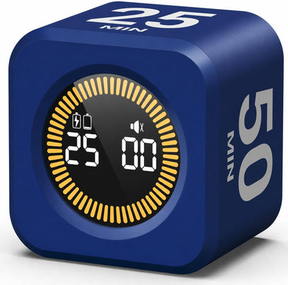 KADAMS Pomodoro Timer Visual - Productivity Pomodoro Cube, 5/10/25/50 Min Countdown & Countup, Silent – Ideal for Work Study Cook Workout Kitchen School Classroom Office ADHD Gift Kids (1, Black)