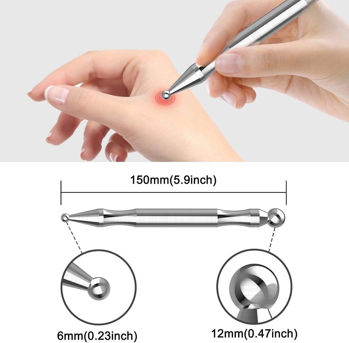 Melonsun Stainless Steel Acupuncture Pen for TMJ Relief, FSA-HSA-Eligible TMJ Massager for Jaw Clenching, Acupressure Facial Tool for Face Reflexology & Full-Body Pressure Point Massage