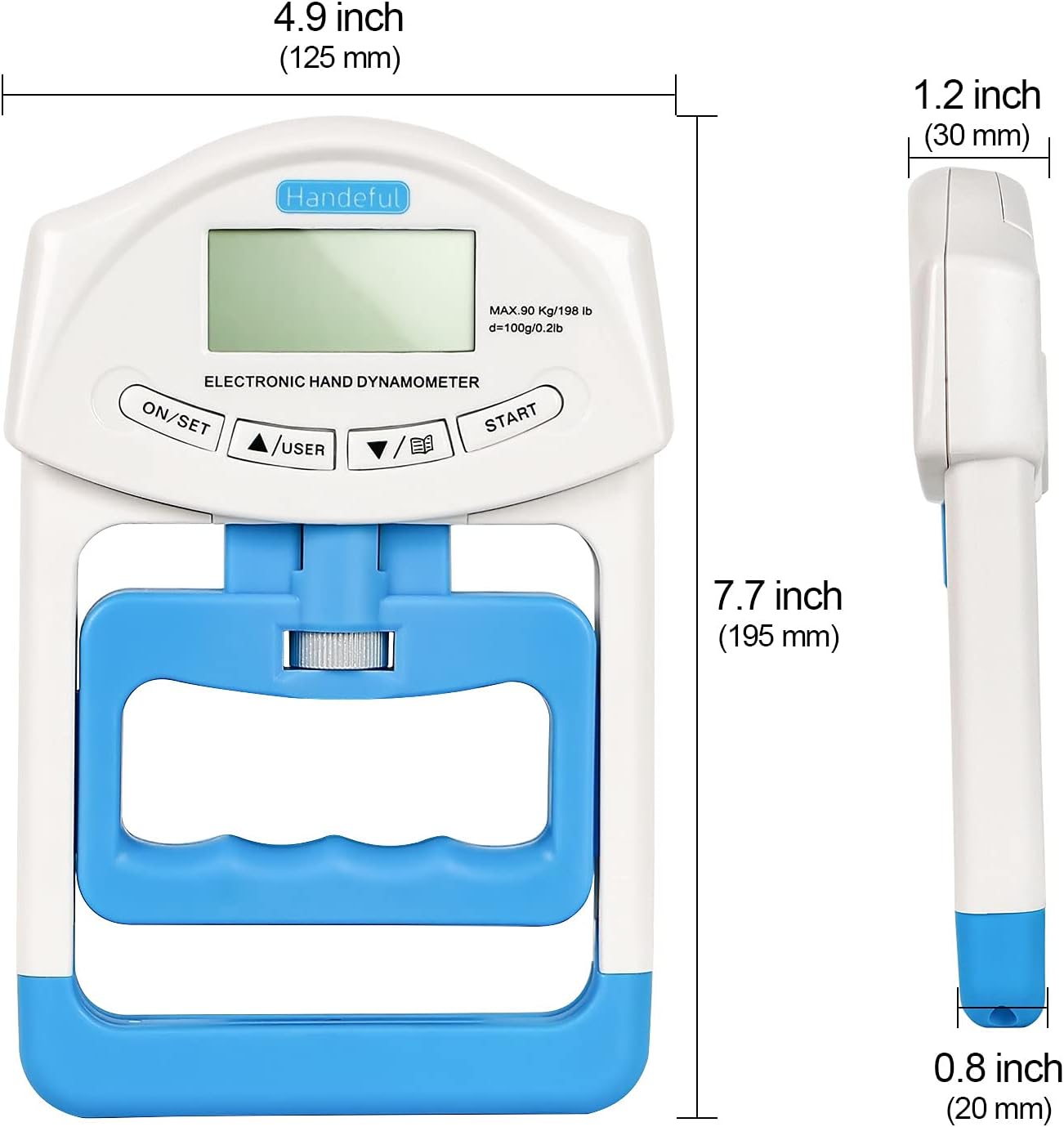Handeful Grip Strength Tester, Hand Grip Dynamometer, Electronic Handgrip Testing for Sports Home School Use