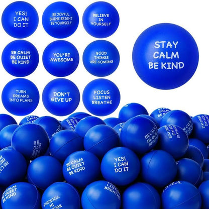 SHQDD 100PCS Motivational Stress Balls for Adults and Kids - Stress Balls Bulk Soft Sponge Squeeze Toys with Inspirational Quotes | Office Classroom Stress Relief Gifts | Anxiety Relief Fidget Toys