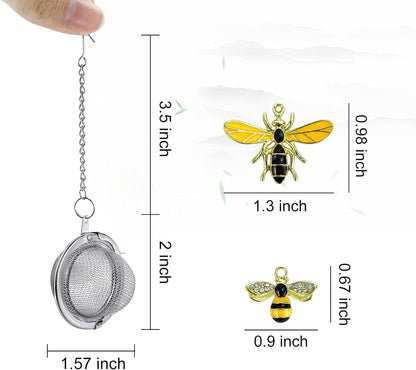 2PC Stainless Steel Mesh Tea Infuser,2.1 inch Tea Ball with Honey Bee