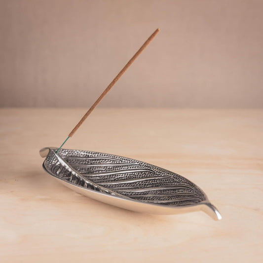 Triloka Large Recycled Aluminum Leaf Incense Holder