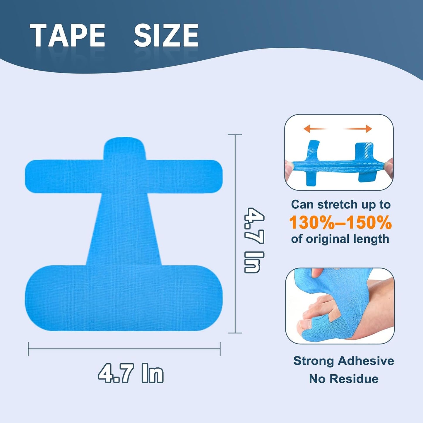 Precut Kinesiology Tape for Bunion, 40 Pcs, Bunion Corrector, Big Toe Support and Pain Relief, Breathable Hypoallergenic Latex-Free Tape (Black)