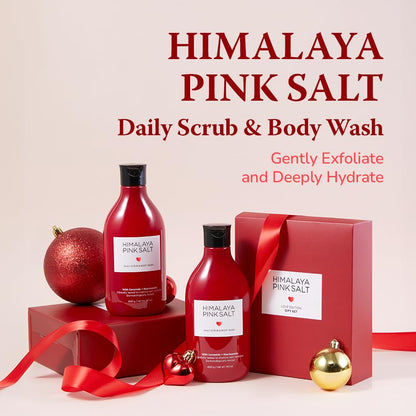 HIMALAYA PINKSALT Daily Scrub & Body Wash - Exfoliating Body Scrub, Dead Sea Salt & Himalayan Pink Salt, Natural Moisturizing Bodywash, Retinol & Hyaluronic Acid Shower Gel, Korean Skincare 21.1oz