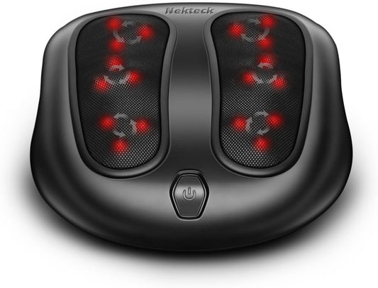 Nekteck Foot Massager with Heat, Shiatsu Heated Electric Kneading Foot Massager Machine for Neuropathy, Plantar Fasciitis, Feet Massage for Pain Relief, Circulation, Ideal Gifts for Man Woman Her Him
