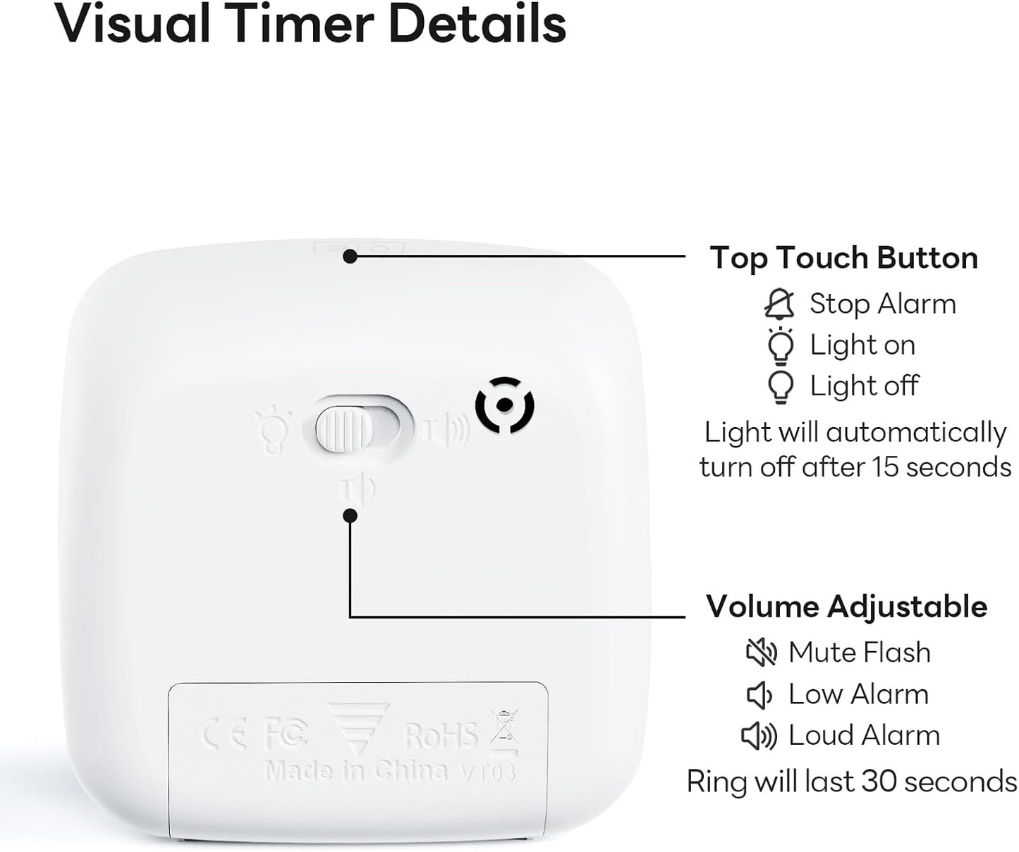 Yunbaoit Visual Timer with Night Light, 60-Minute Countdown Timer for Kids and Adults, Silent Classroom Timer, Time Management Tool for Home, School, or Work (Light Blue)