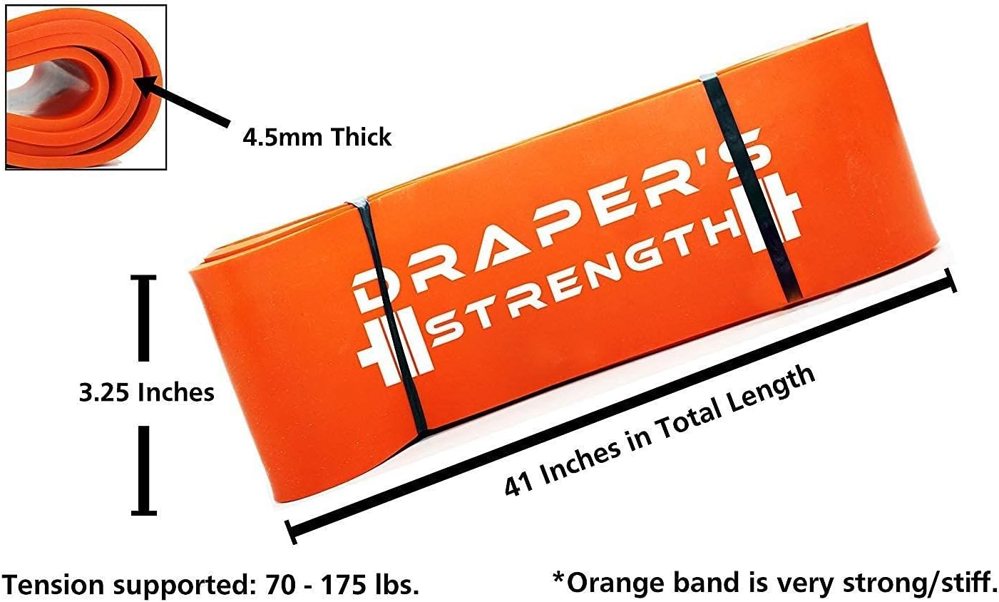 Draper's Strength Heavy Duty Resistance Stretch Loop Bands for Powerlifting Workout Exercise and Assisted Pull Ups