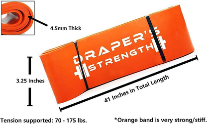 Draper's Strength Heavy Duty Resistance Stretch Loop Bands for Powerlifting Workout Exercise and Assisted Pull Ups