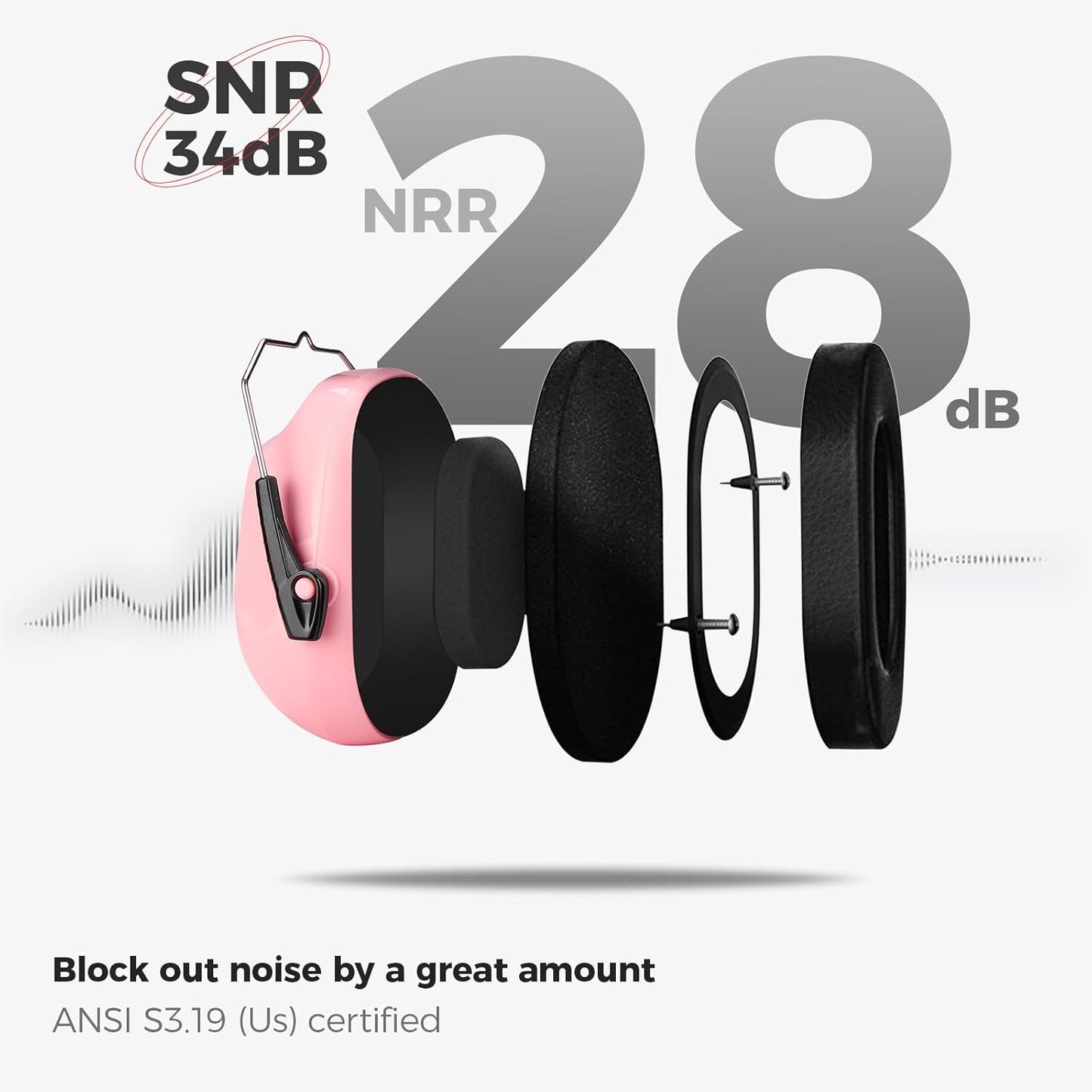 ProCase NRR 28dB Noise Reduction Ear Muffs, Foldable Adjustable Passive Noise Cancelling Headphones for Adults Kids Autism, Hearing Protection for Shooting, Construction, Mowing, Studying -Black - Colors A