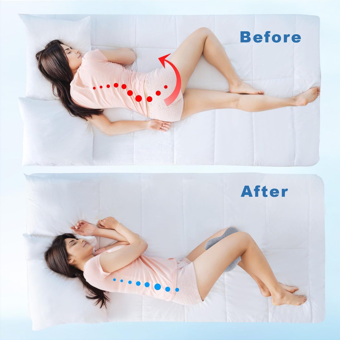 Long Knee Pillow for Side Sleepers Separates Full Thighs for Alignment | Memory Foam Leg Pillow for Knees,Hips, Back Pain Relief When Side Sleeping Spine Alignment Support for Knee Surgery Recovery