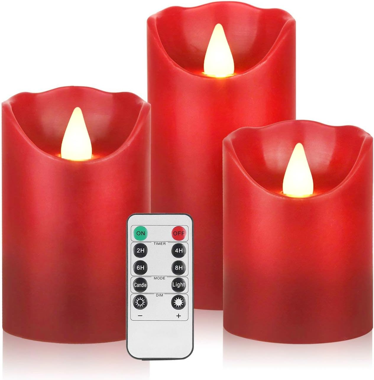 2PACK Outdoor Plastic flameless Candles with Remote Control and Timer, LED Flickering Battery Operated Electric Pillar Candles (D3 xH5.5) for Camping, Weddings, Home Decoration