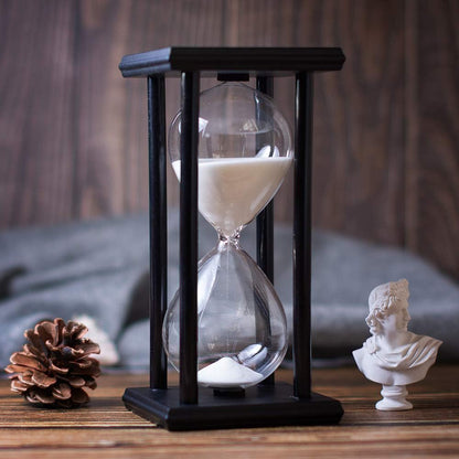 BELLAWARE Hourglass Timer with Red Sand, 60 Minute Wooden Sand Timer | Creative Handcraft Decoration