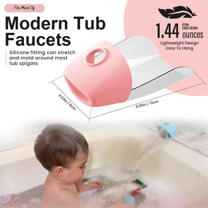 Bath Helper - Bath Tub Faucet Extender - Guides Water Directly from Faucet to Baby Bath Tub Without Excessive Water Waste and Splashing (Clear White)