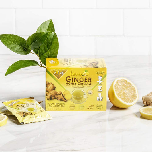 Prince of Peace Instant Natural Lemon Ginger Honey Crystals, 2 Pack of 10 Sachets – Instant Hot or Cold Beverage Relief and Soothes Throat – Easy to Brew Ginger and Honey Crystals