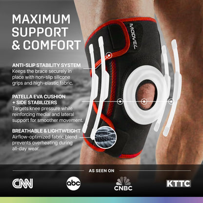 Modvel Knee Brace with Side Stabilizers & Patella Gel Pads for Pain Relief and Joint Support Breathable, Non-Slip Compression Sleeve for Men & Women, Arthritis, Meniscus, ACL Recovery