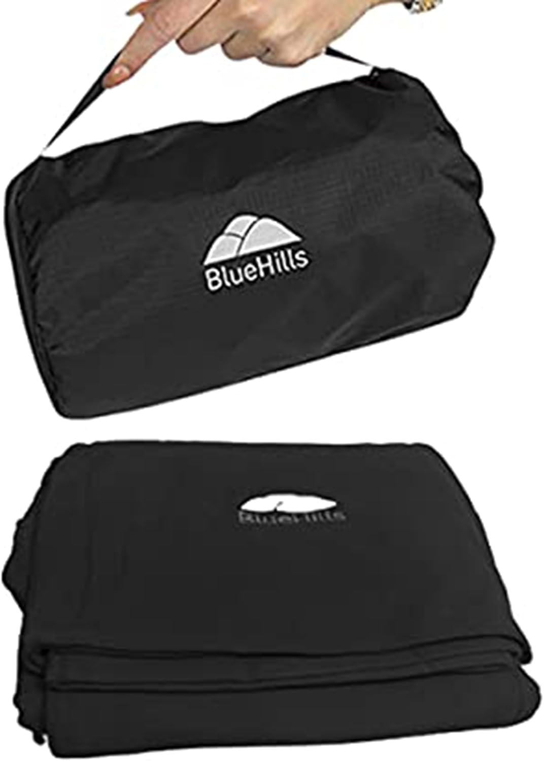 BlueHills Travel Blanket Pillow Compact Lightweight Pocket Size Airplane Traveling Essential Flight Trip Throw in Bag Portable Case Plane Accessory Gray L01