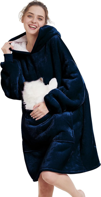 Aemilas Wearable Blanket Hoodie - Warm Sherpa Blanket Sweatshirt as Gifts for Adult Women Mom Men, One Size Fits All