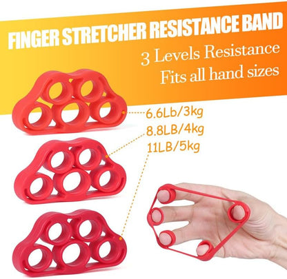 Grip Strength Trainer 7 Pack Adjustable Hand Gripper, Finger Stretcher Resistance Extensor Bands, Finger Exerciser, Grip Strength Ring & Stress Ball, Hand Grip Strengthener