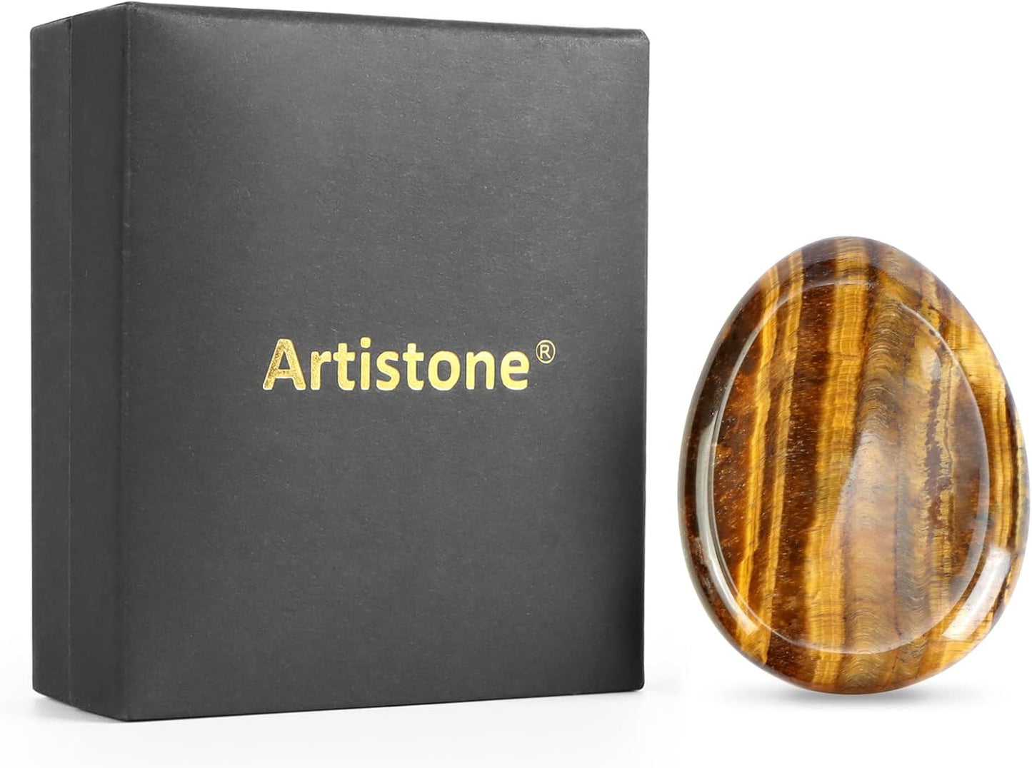 Artistone Moss Agate Crystal Chakra Thumb Worry Stone Teardrop Reiki Healing Stone Pocket Palm Stones for Anxiety Stress Relief Meditation Therapy Geometry Home Decor