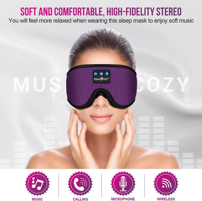 MUSICOZY Sleep Headphones, Bluetooth 5.4 Sleep Mask Headband Headphones Sleeping Eye Mask, Wireless Music Earbuds Earphones with HD Stereo Speakers for Side Sleepers, Cool Gadgets Unique Gift