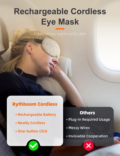 Silk Cordless Heated Eye Mask, Compress Heating Pad for Dry Eye Stye Eye Strain, Electric Warm Eye Mask for Airplane Sleeping, Blackout Eye Mask for Travel, Idea for Women/Men (Silk-Grey)