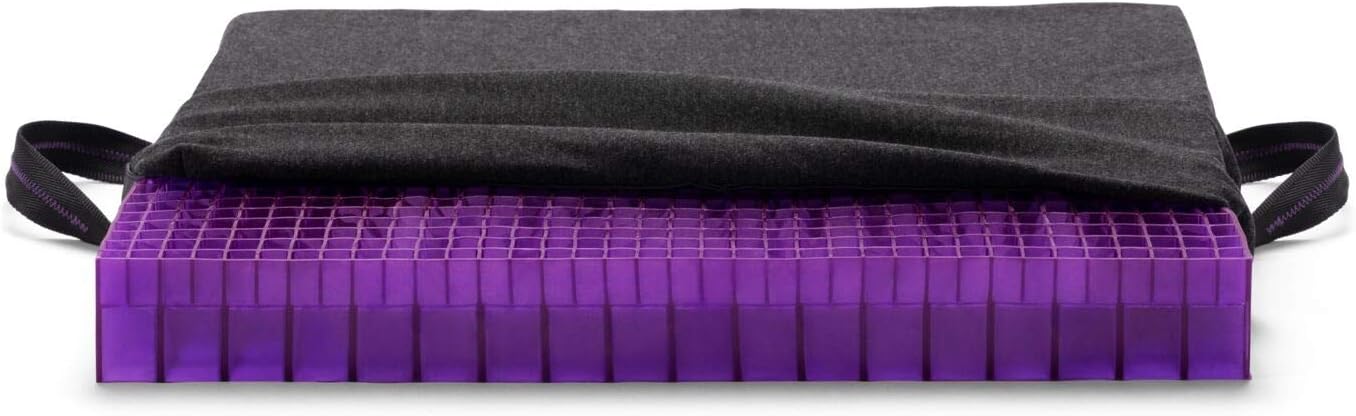Purple Royal Seat Cushion, Portable 2 Inch Gel Seat Cushion, GelFlex Grid | Handles for Car, Office Chair, Stadium - Pressure-Reducing for Hard Seats, Temperature-Neutral, No-Slip - Made in USA