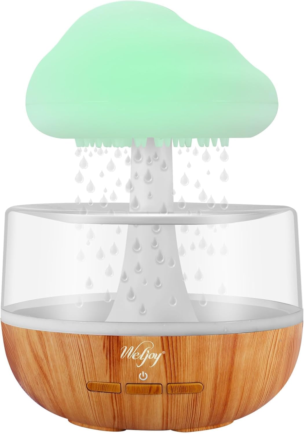 Weljoy Zen Raining Cloud Night Light Aromatherapy Essential Oil Diffuser Micro Humidifier Desk Fountain Bedside Sleeping Relaxing Mood Water Drop Sound (White) (White)