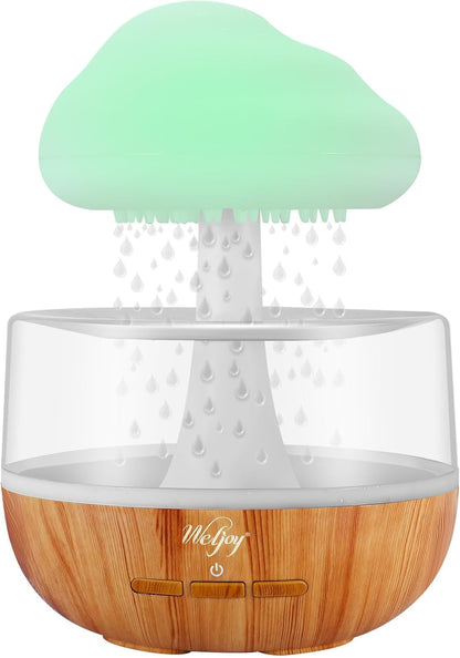 Weljoy Zen Raining Cloud Night Light Aromatherapy Essential Oil Diffuser Micro Humidifier Desk Fountain Bedside Sleeping Relaxing Mood Water Drop Sound (White) (White)