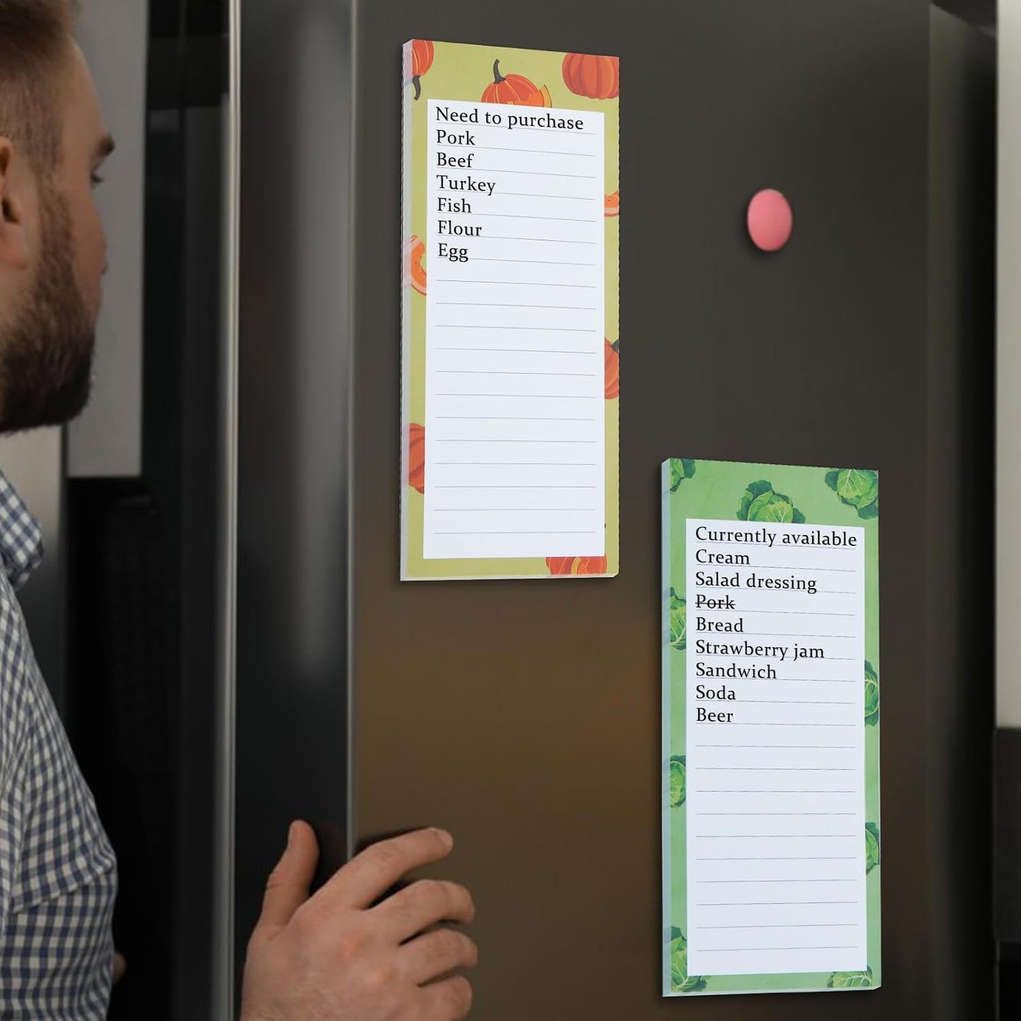 6 Pack Magnetic Notepads, Notepads Grocery List Magnet Pad for Fridge,Full Magnet Back Design Notepad for Grocery Lists, Shopping Lists, to-Do Lists(240 Sheets)