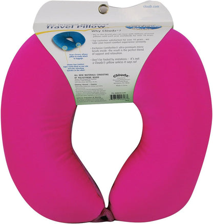Cloudz Dual Comfort Microbead Airplane Travel Neck Pillow. Super Soft Cozy Plush Fabric on One Side, Cool Relaxing Spandex on The Other! Customize Your Comfort and Support at Home or On The Go!- Blue