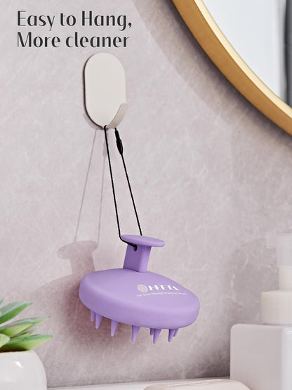 HEETA Scalp Massager Hair Growth, Scalp Scrubber with Soft Bristles, Integrated Silicone Design, Exfoliator for Dandruff Removal & Relaxation, Shampoo Brush Fit Wet Dry Hair Use, Black