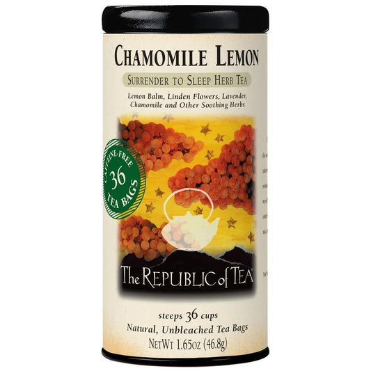 The Republic of Tea Chamomile Lemon Herbal Tea, Caffeine Free, 36 Count