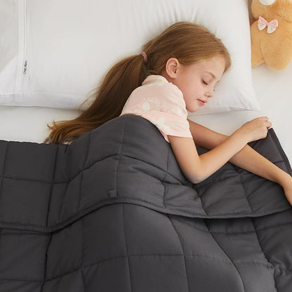 L'AGRATY Weighted Lap Pad 7lb: Small Weighted Blanket for Adults - Cooling Portable Travel Blanket for Relaxation Sleeping - Washable All-Season (29" x 24")
