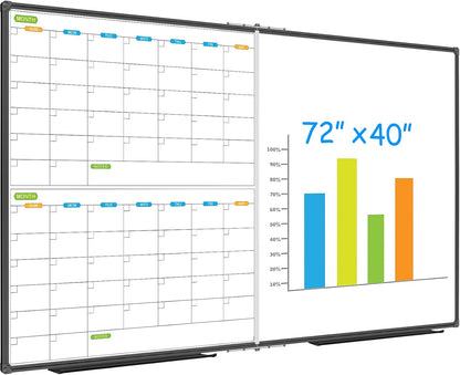 JILoffice Magnetic Dry Erase Calendar Whiteboard, 4 Month White Board Planner 36 X 24 Inch, Black Aluminum Frame Wall Mounted Board for Office Home and School