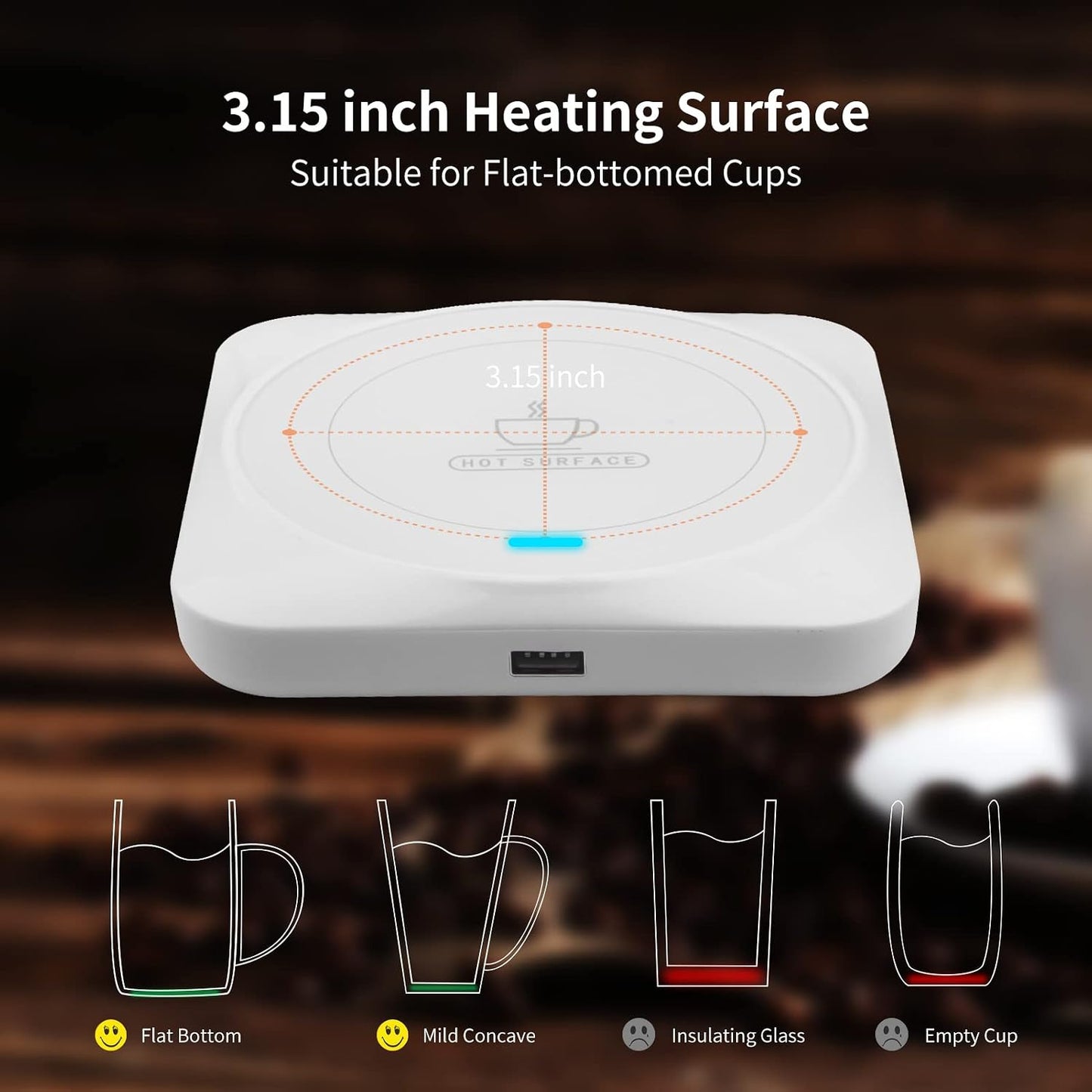 Coffee Mug Warmer, Smart USB Coffee Cup Warmer with Pressure-Induced Auto On/Off, Coffee Accessories for Home Office Desk