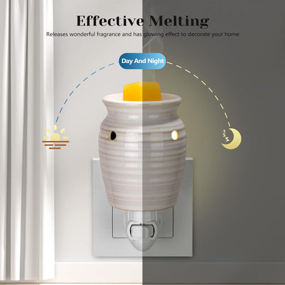 STAR MOON Ceramic Wax Melt Warmer, Plug in Wax Warmer for Scented Wax, Scentsy Wax Warmer for Fragrance Oil, Night Light Wax Burner Decoration with Two Bulbs