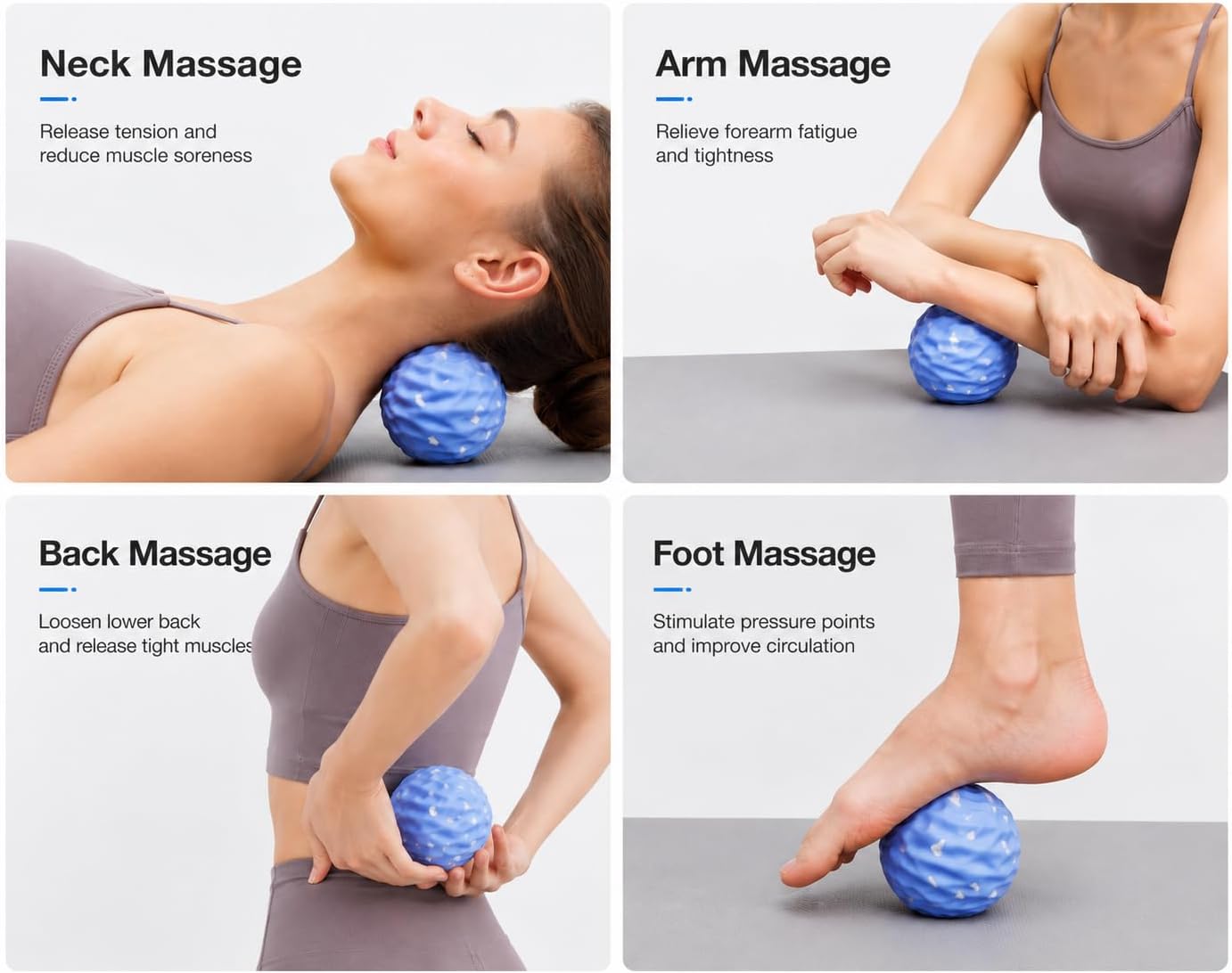 Massage Ball Set Peanut Ball 3.35"Fascia Ball for Foot Handle Ball for Back | 3 in 1 Silicone Fascia Ball Myofascial Release Kit for Plantar Fasciitis Deep Tissue Trigger Point