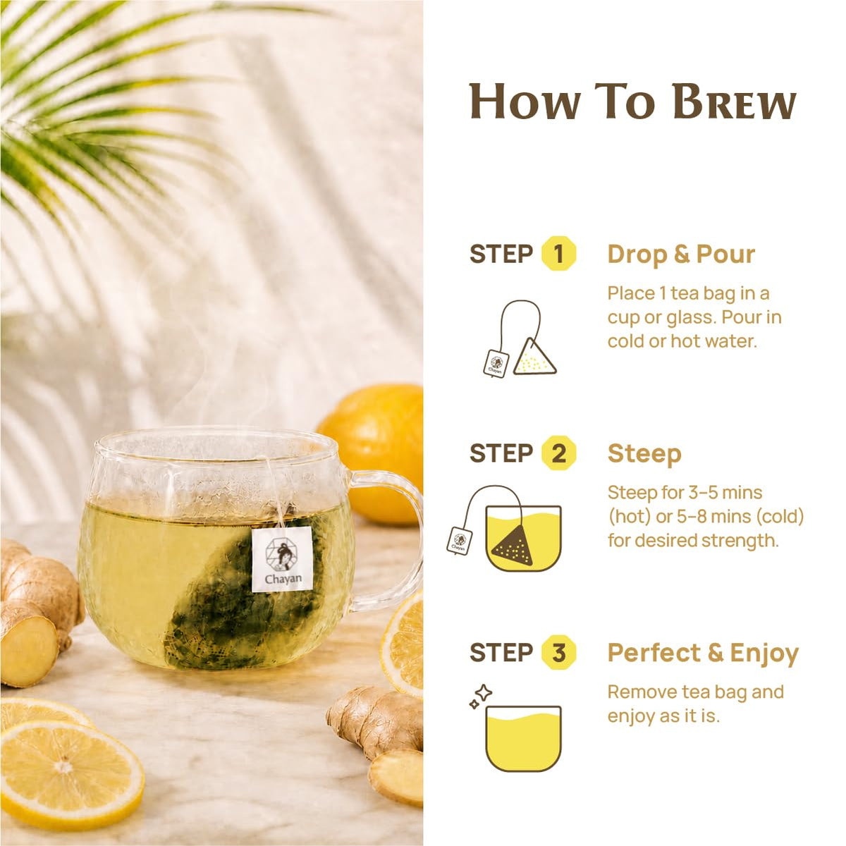 Chayan Organic White Tea Bags, Ginger with Natural Lemon Flavor,20 Count