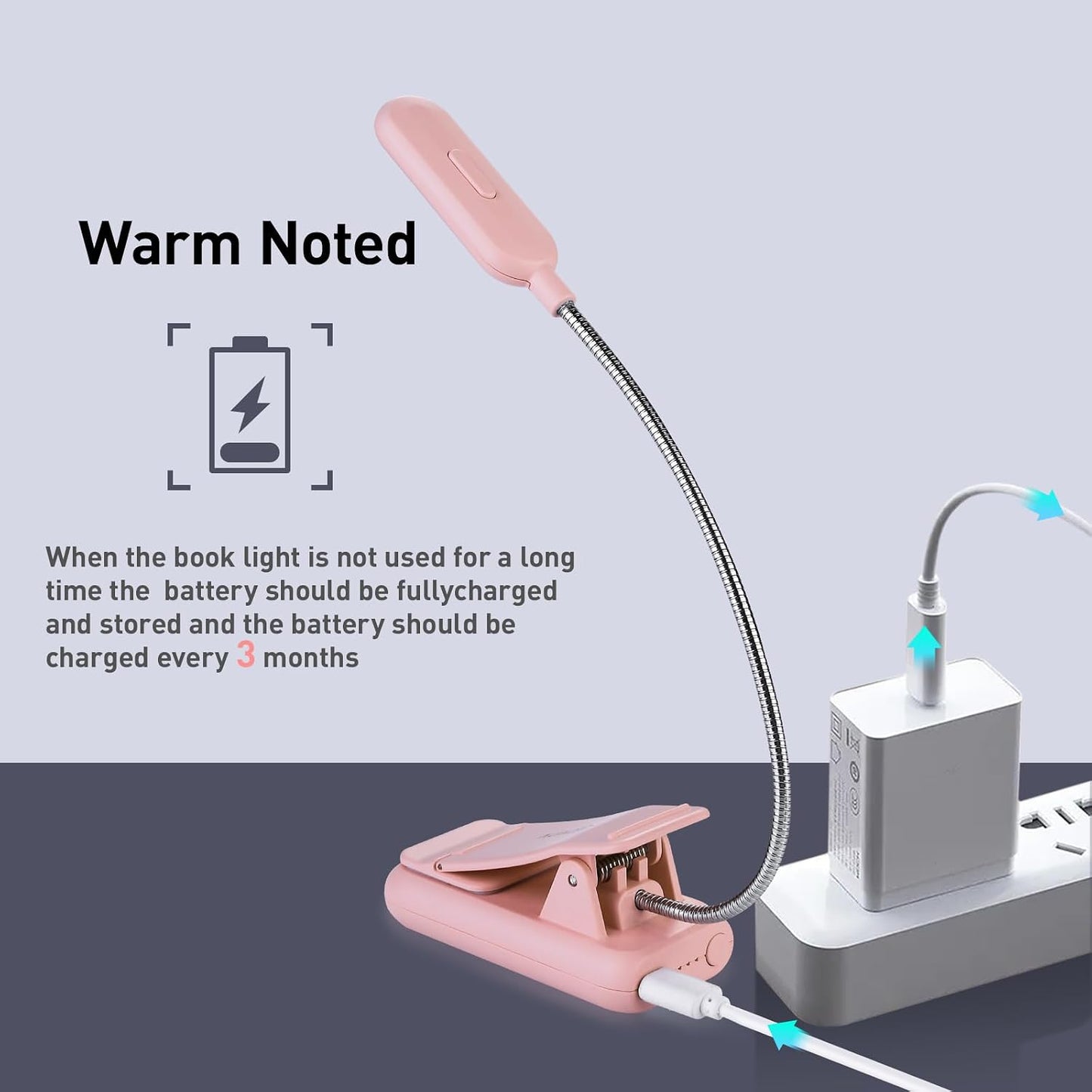 VAVOFO Amber Rechargeable Reading Light, Blue Light Blocking Book Light, 7 LEDs Eye Care 9 Colors 9 Brightness Clip On for Kids Bookworms Reading in Bed with Power Indicator Lasting 70h (Black)