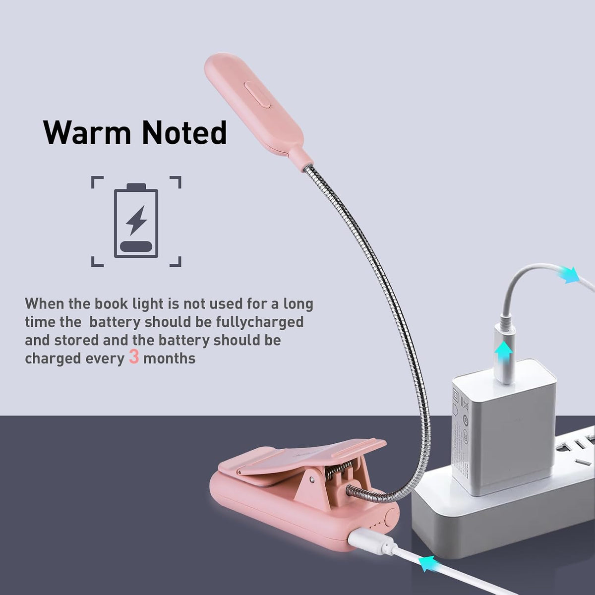 VAVOFO Amber Rechargeable Reading Light, Blue Light Blocking Book Light, 7 LEDs Eye Care 9 Colors 9 Brightness Clip On for Kids Bookworms Reading in Bed with Power Indicator Lasting 70h (Black)
