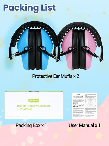 Dr.meter Ear Muffs for Noise Reduction: 27.4SNR Noise Cancelling Headphones for Kids Adults, EM100 Adjustable Hearing Protection Earmuffs for Monster Jam, Autism Sensory, Concerts, Fireworks- 3PACK