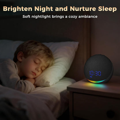 Sound Machine Alarm Clock for Bedroom: 25 Natural Sleep Sounds - White Noise Machine for Adults Kids Baby - Gentle Wake Up Alarm with Bluetooth Speaker - Putty